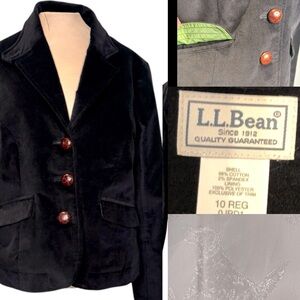 L.L. Bean Black Velvet Blazer with Brown Buttons